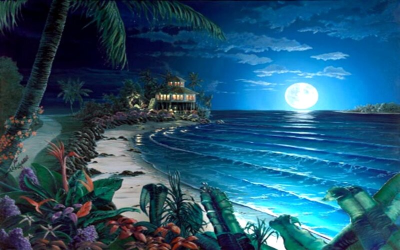 Tropical Beach House — Blue, Serene