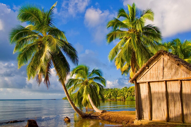 Tropical Beach Hut — Blue, Serene, Afternoon