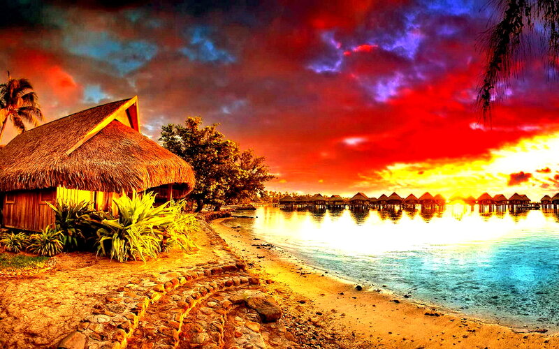 Tropical Beach Hut — Red