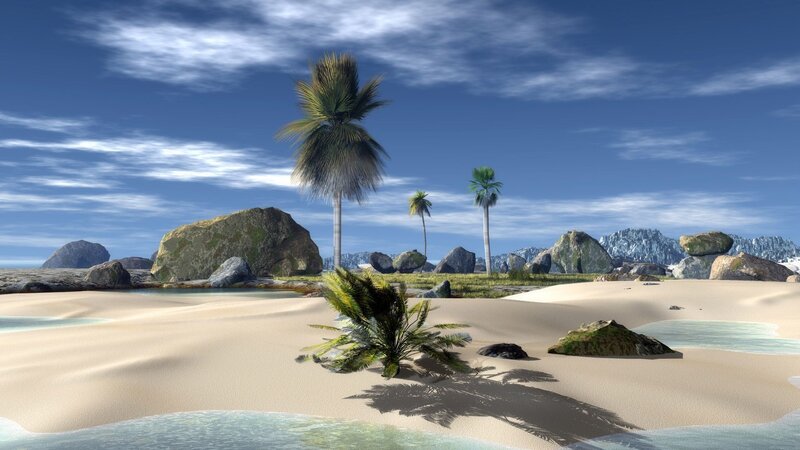 Tropical Beach Landscape — Blue, Serene, Afternoon, 3d Render