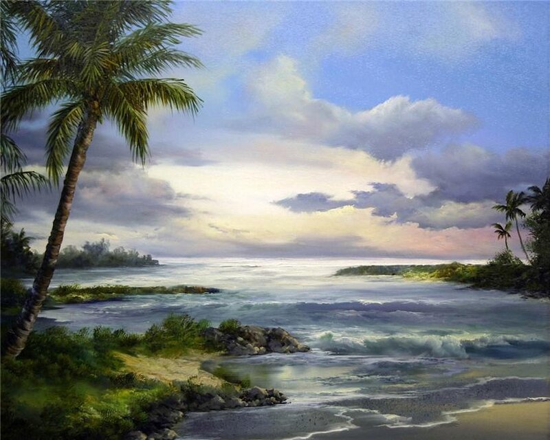 Tropical Beach Landscape — Blue, Serene, Afternoon