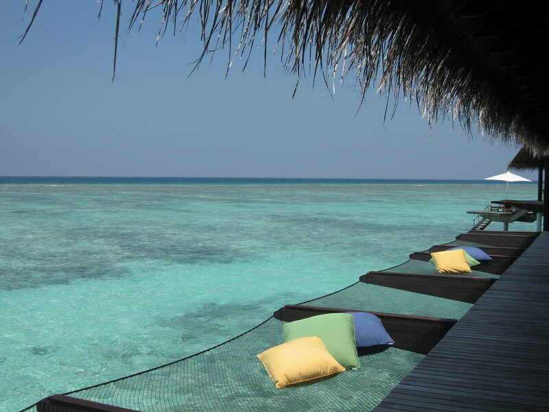 Tropical beach lounge area