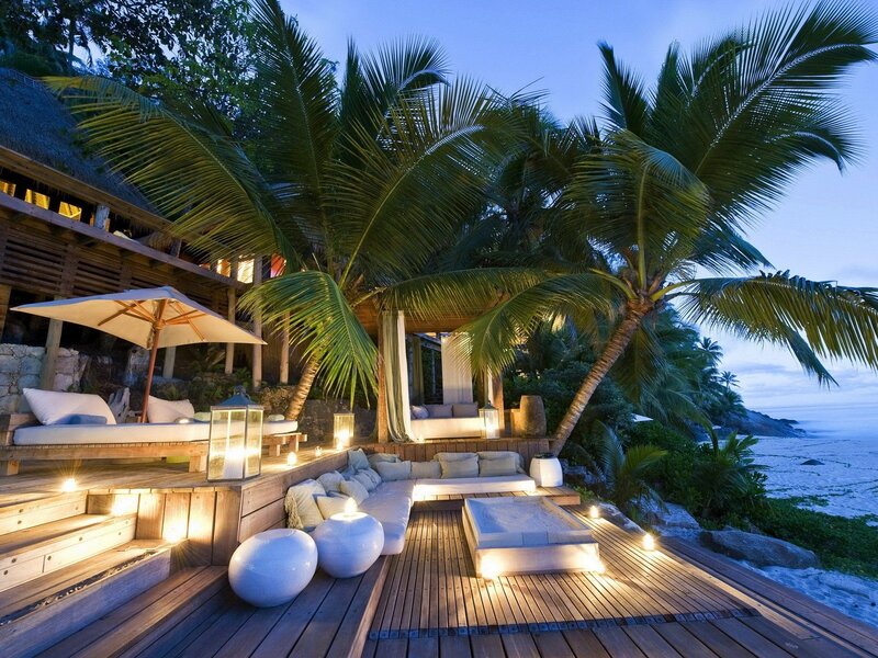Tropical Beach Lounge — Brown, Serene, Night
