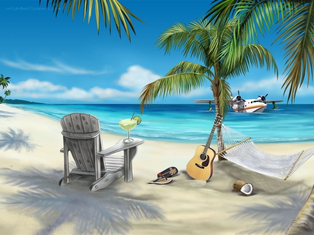 Tropical beach relaxation scene