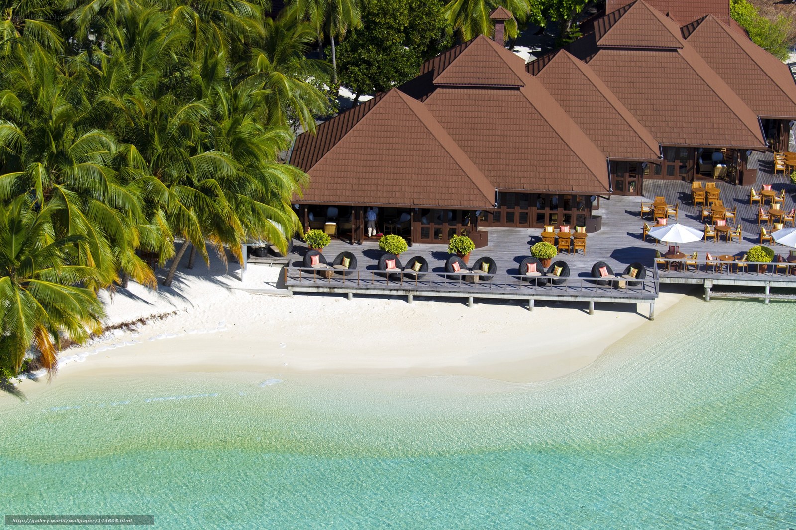 tropical beach resort aerial view