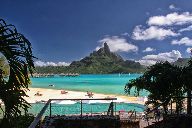 Tropical Beach Resort — Blue, Serene, Afternoon, Photograph, Mountain
