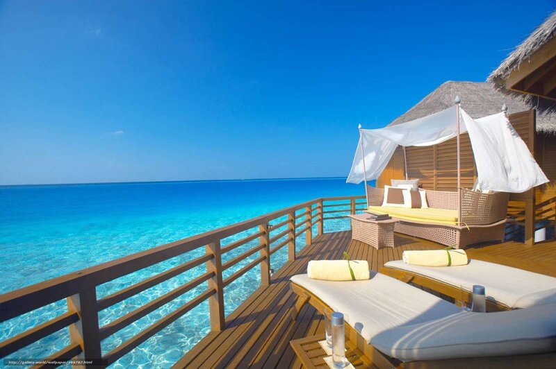 Tropical beach resort deck