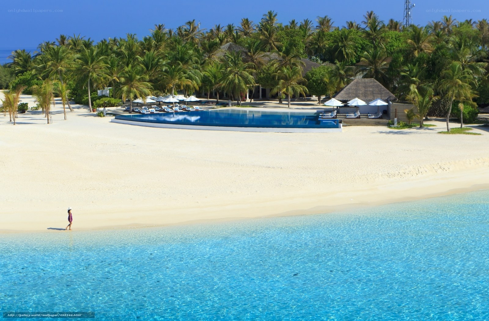tropical beach resort scene