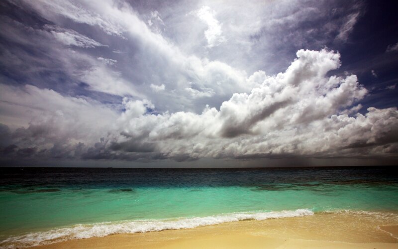 Tropical Beach Scene — Blue, Dramatic