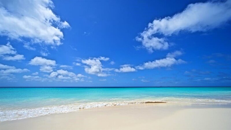 Tropical Beach Scene — Blue, Serene, Afternoon, Photograph, Ocean, Sand