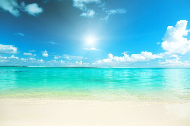 Tropical Beach Scene — Blue, Serene, Afternoon, Photograph, Ocean, Sky