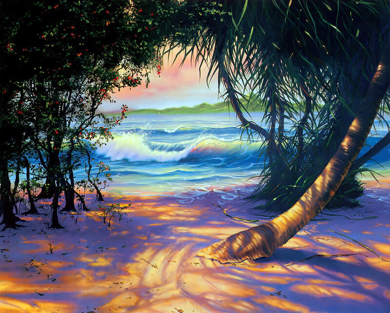 Tropical Beach Scene — Blue, Serene, Sunset