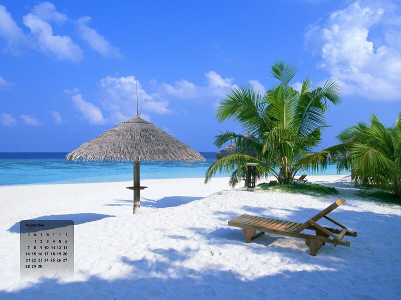 Tropical Beach Scene — Blue