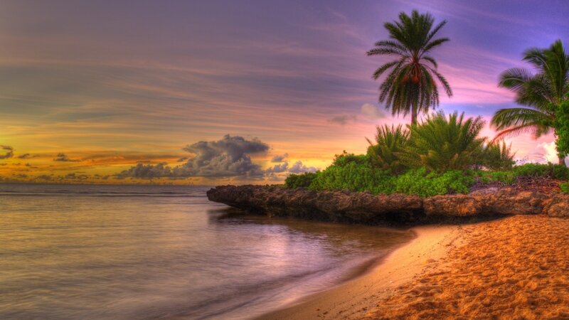 tropical beach sunset
