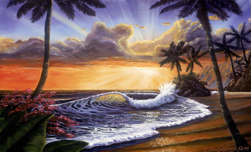 Tropical Beach Sunset — Orange, Dramatic