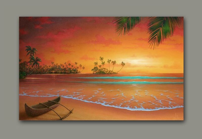 Tropical beach sunset painting