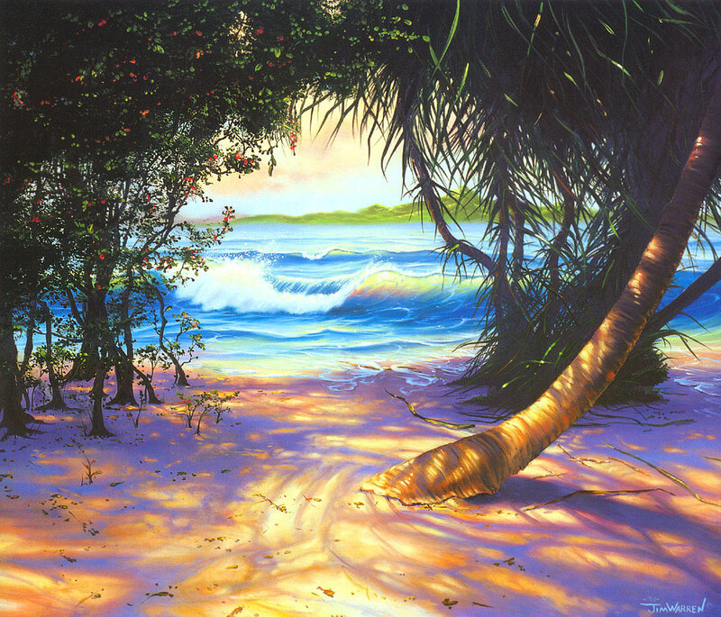Tropical beach sunset painting