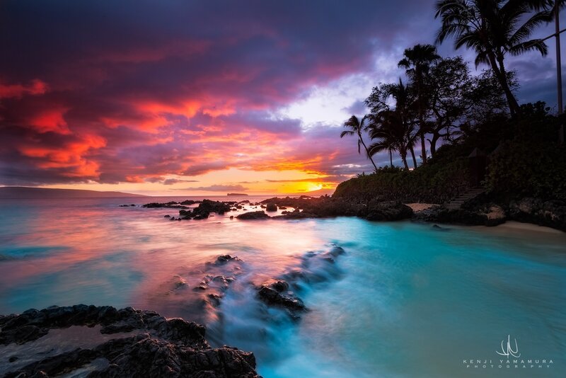 Tropical Beach Sunset — Red, Dramatic, Photograph