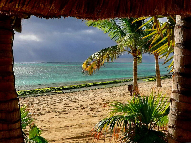 Tropical Beach View — Blue, Dramatic