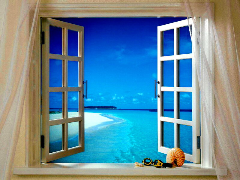 Tropical Beach View — Blue, Serene, Afternoon, Photograph