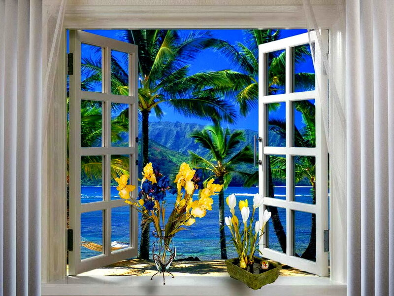 Tropical Beach View — Blue, Serene, Afternoon
