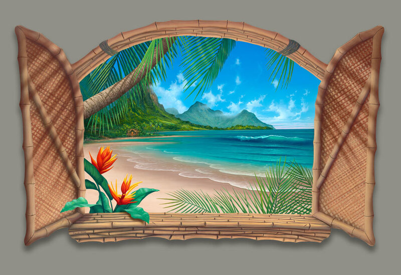 Tropical Beach View — Blue