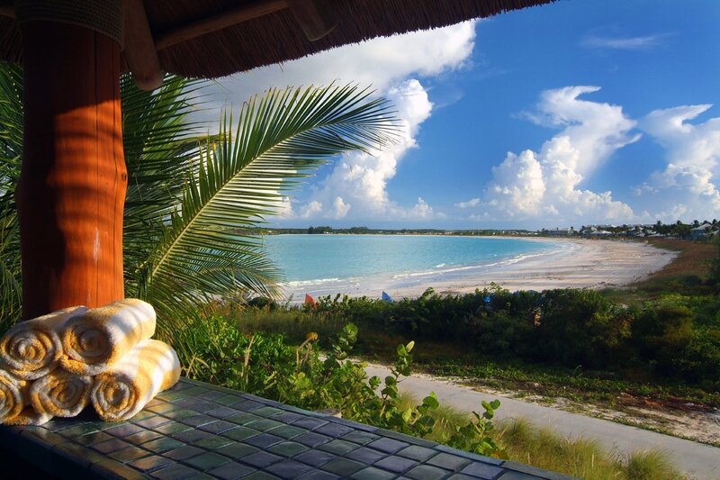 Tropical beach view from resort