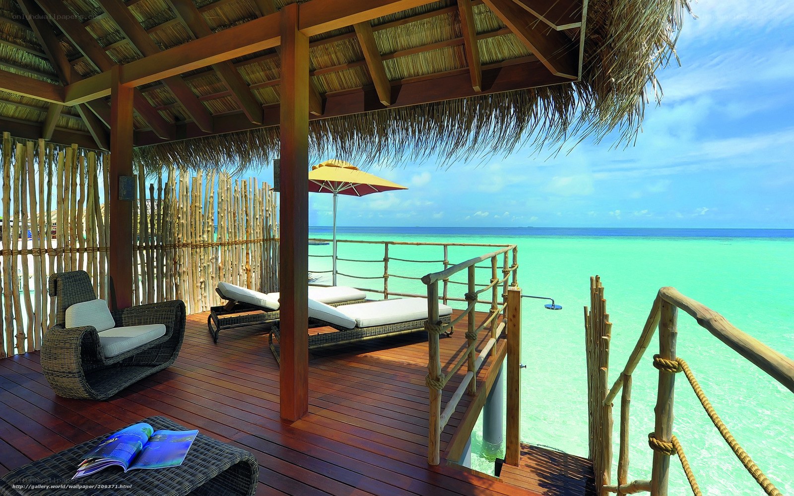 Tropical beach villa deck