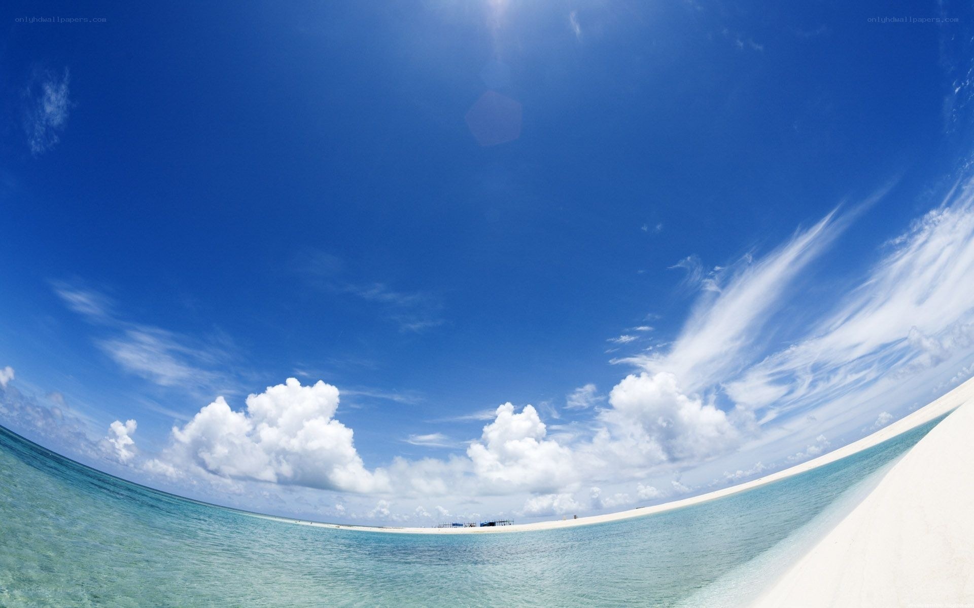tropical beach with blue sky