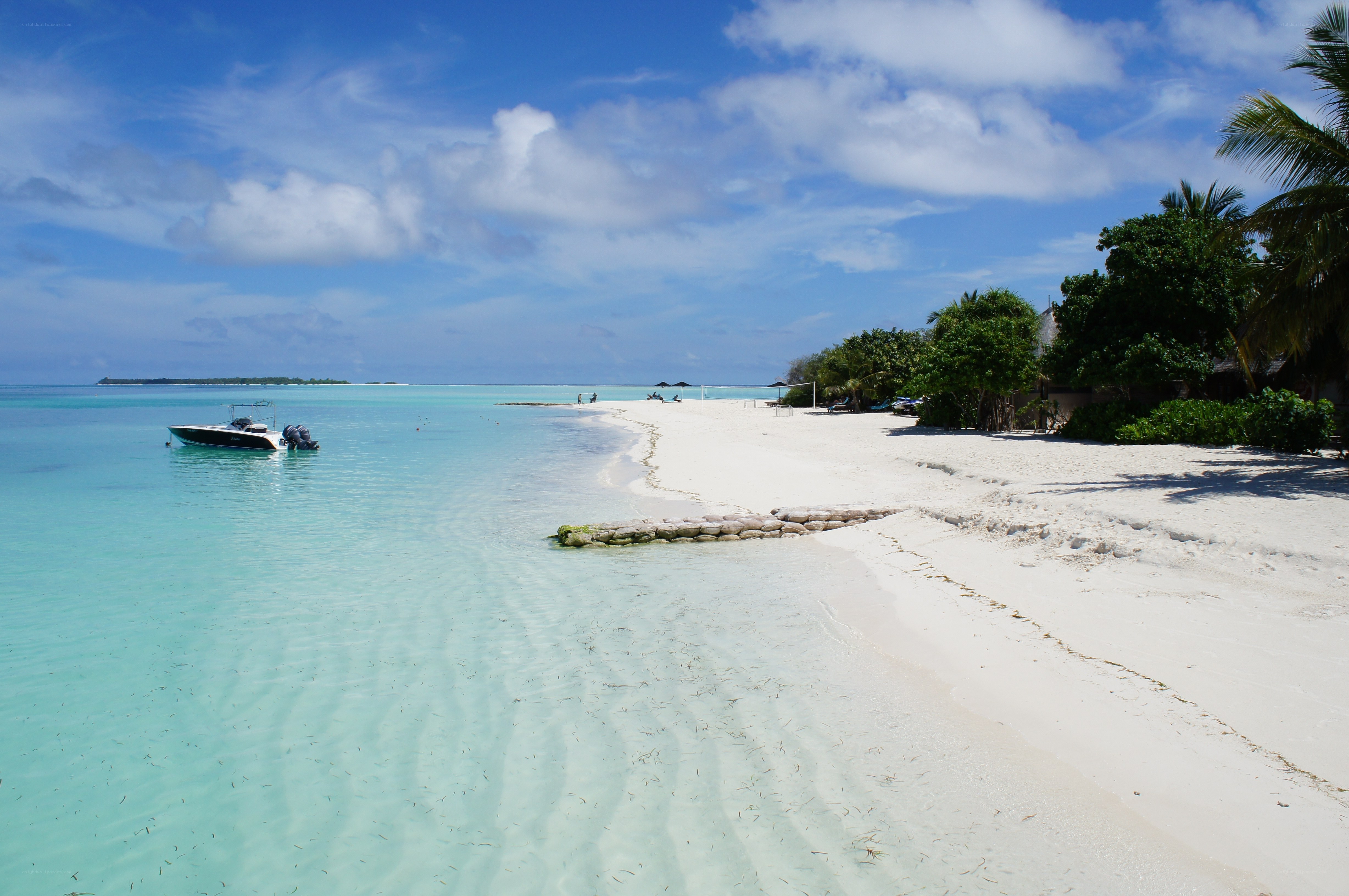 tropical beach with boat