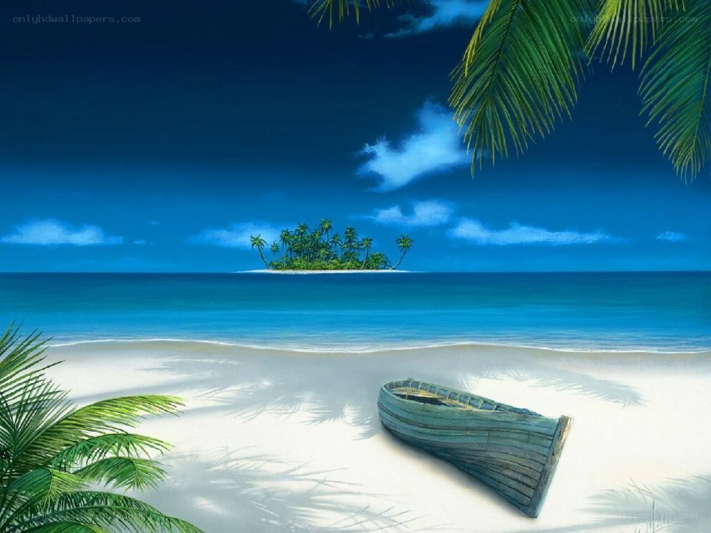 tropical beach with boat