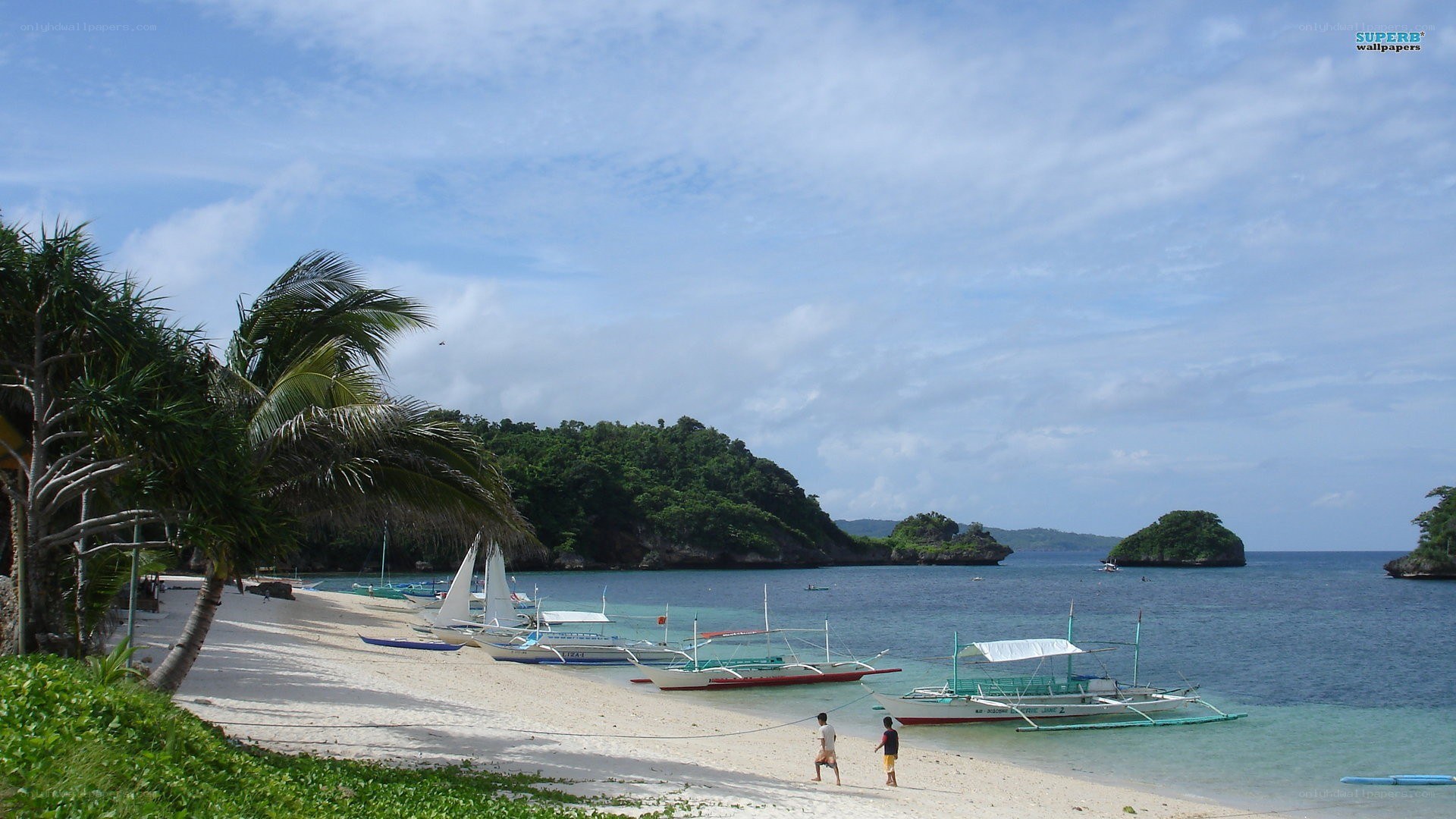 tropical beach with boats