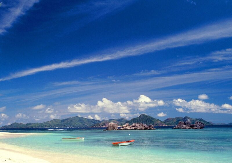 tropical beach with boats