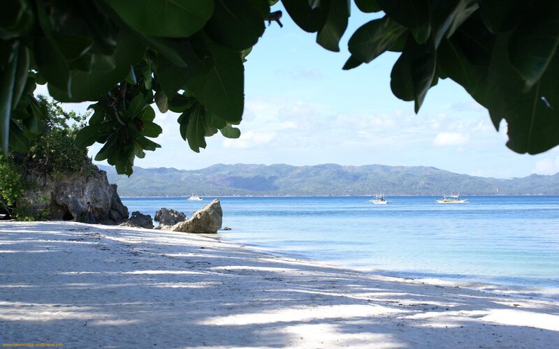 Tropical Beach with Boats — Blue, Serene, Afternoon, Photograph