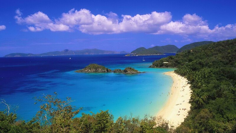 tropical beach with clear blue water