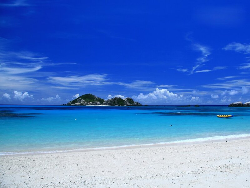 tropical beach with clear blue water