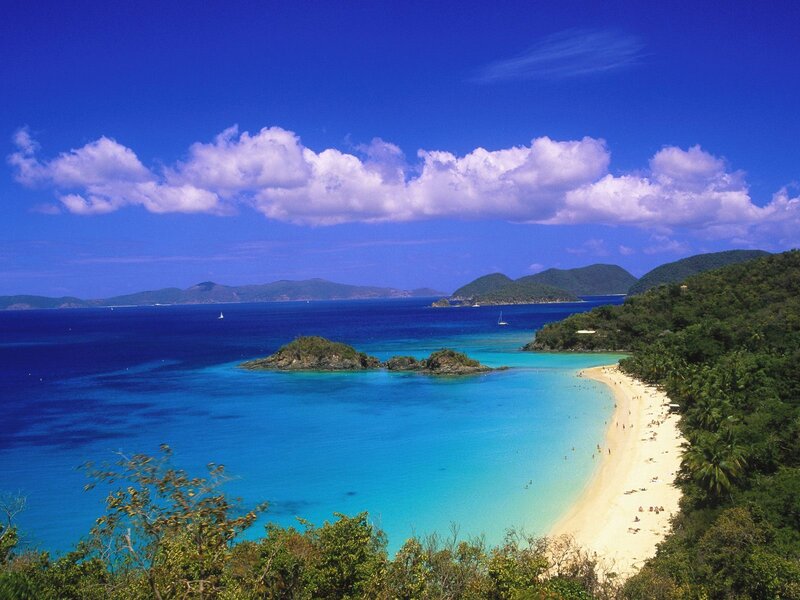 tropical beach with clear blue water