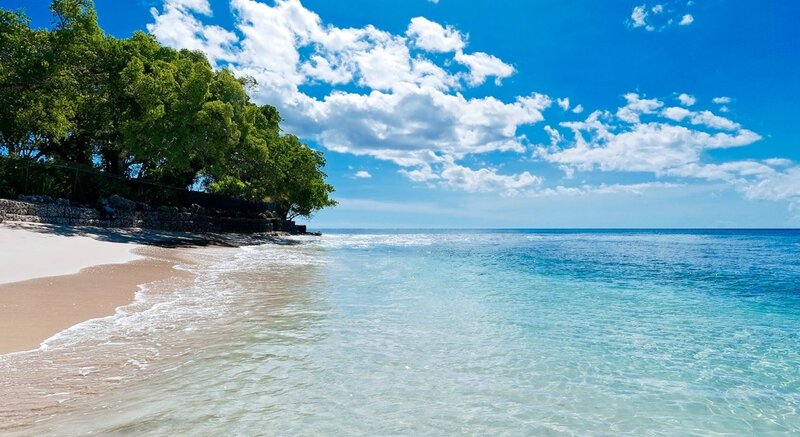 Tropical Beach with Clear Water — Blue, Serene, Afternoon, Photograph, Trees, Sand