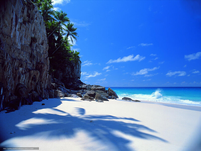 Tropical Beach with Cliffs — Blue, Serene