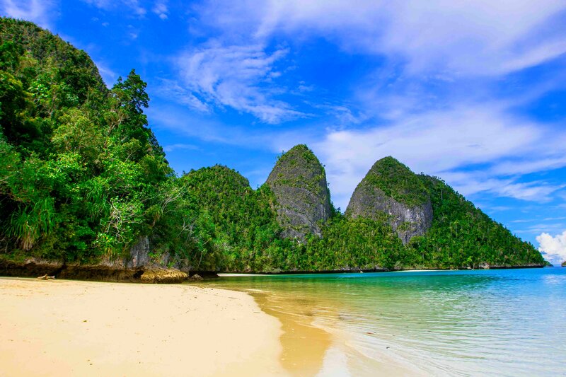 Tropical Beach with Cliffs — Blue