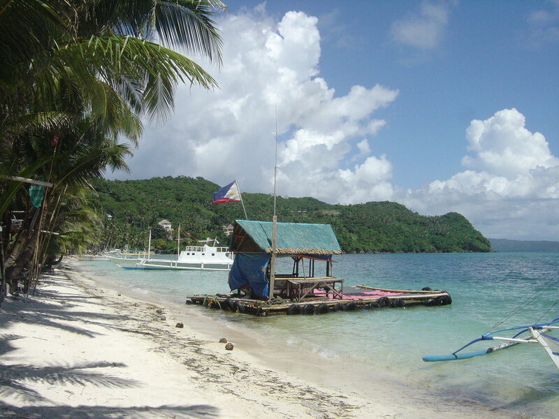 tropical beach with floating hut