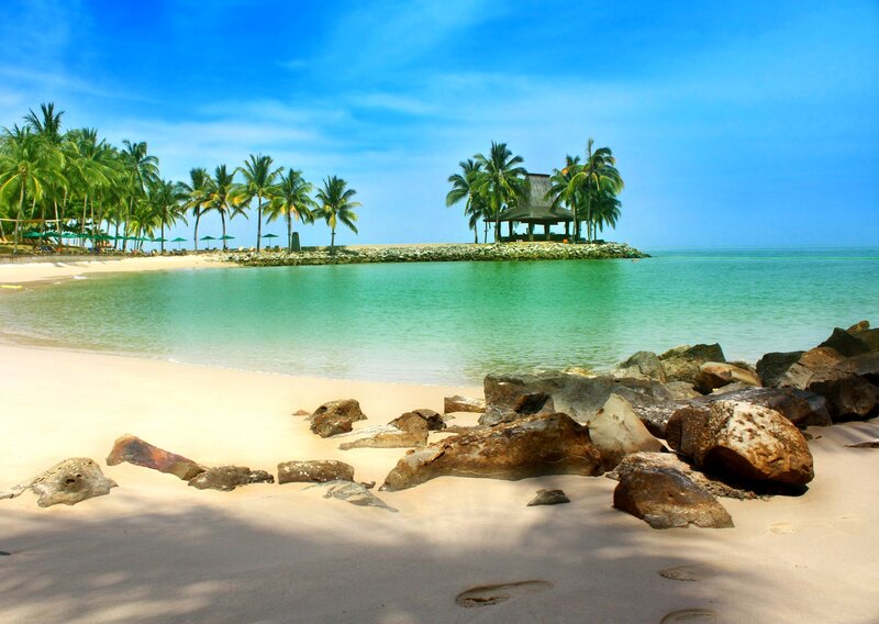 Tropical Beach with Gazebo — Blue