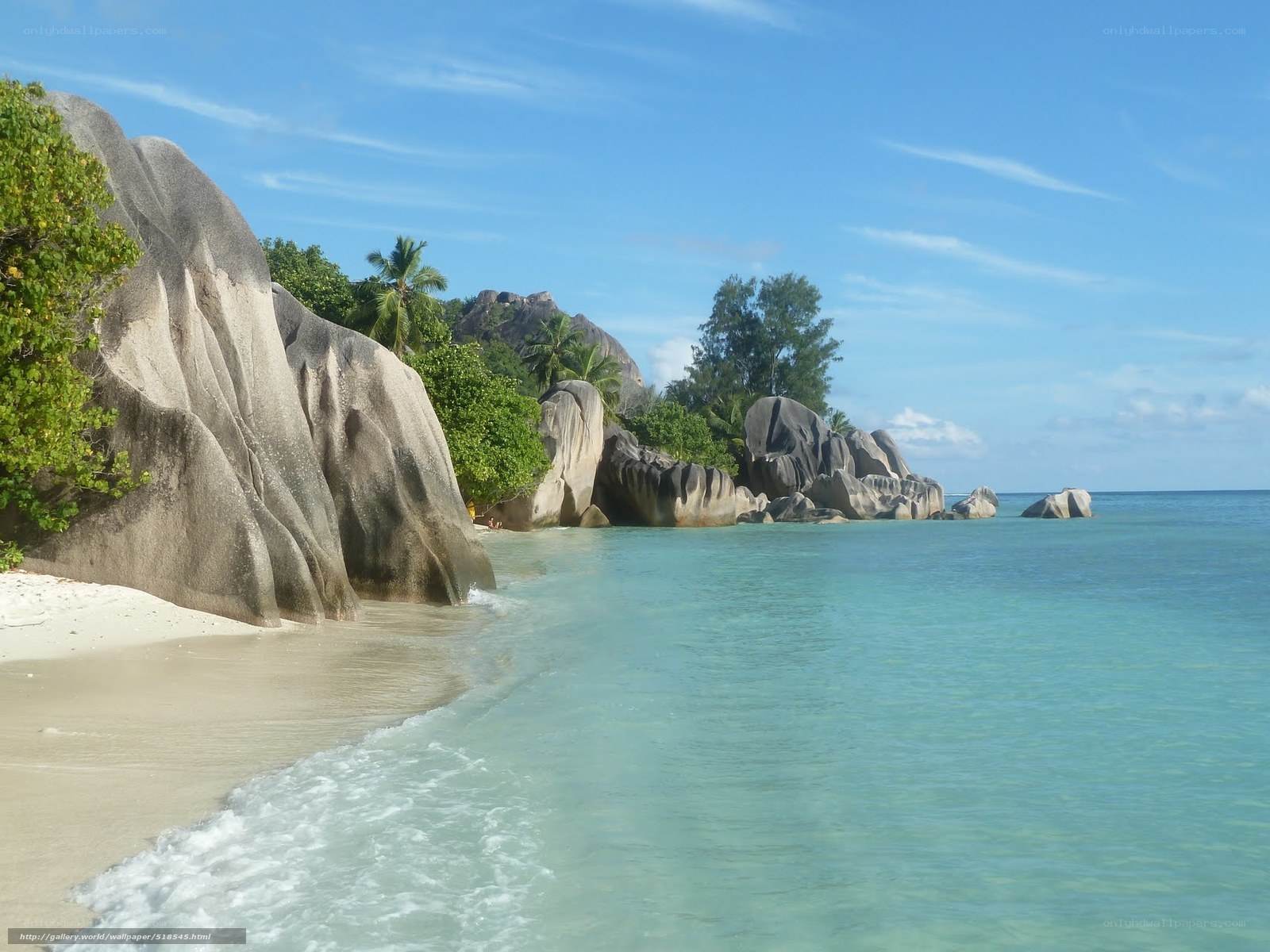 tropical beach with giant rocks