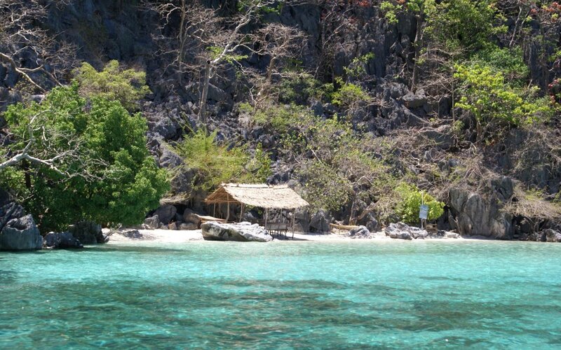 tropical beach with hut