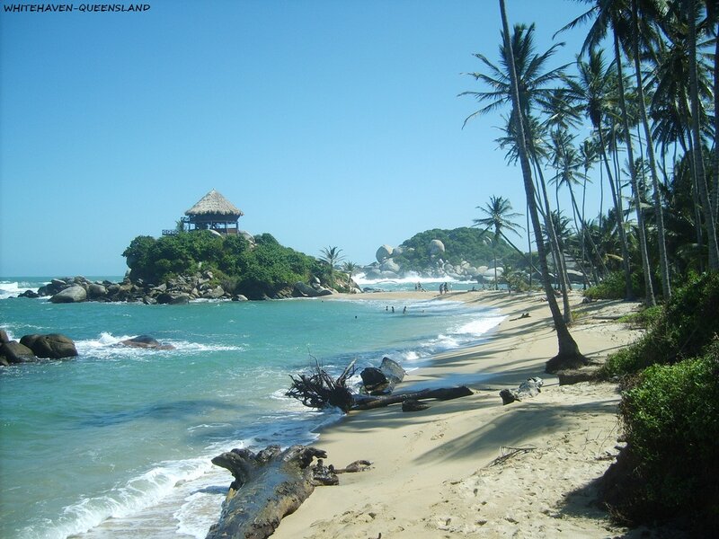 Tropical Beach with Hut — Blue