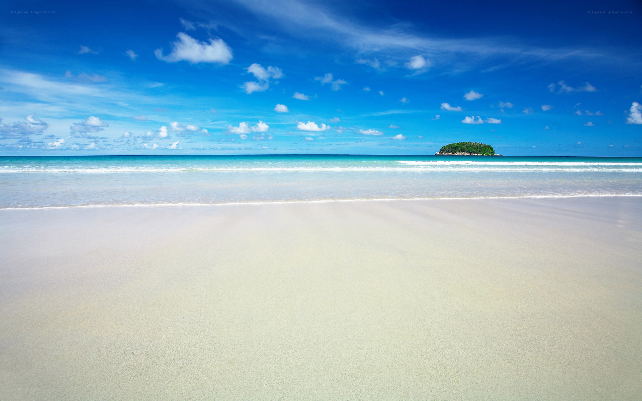 tropical beach with island