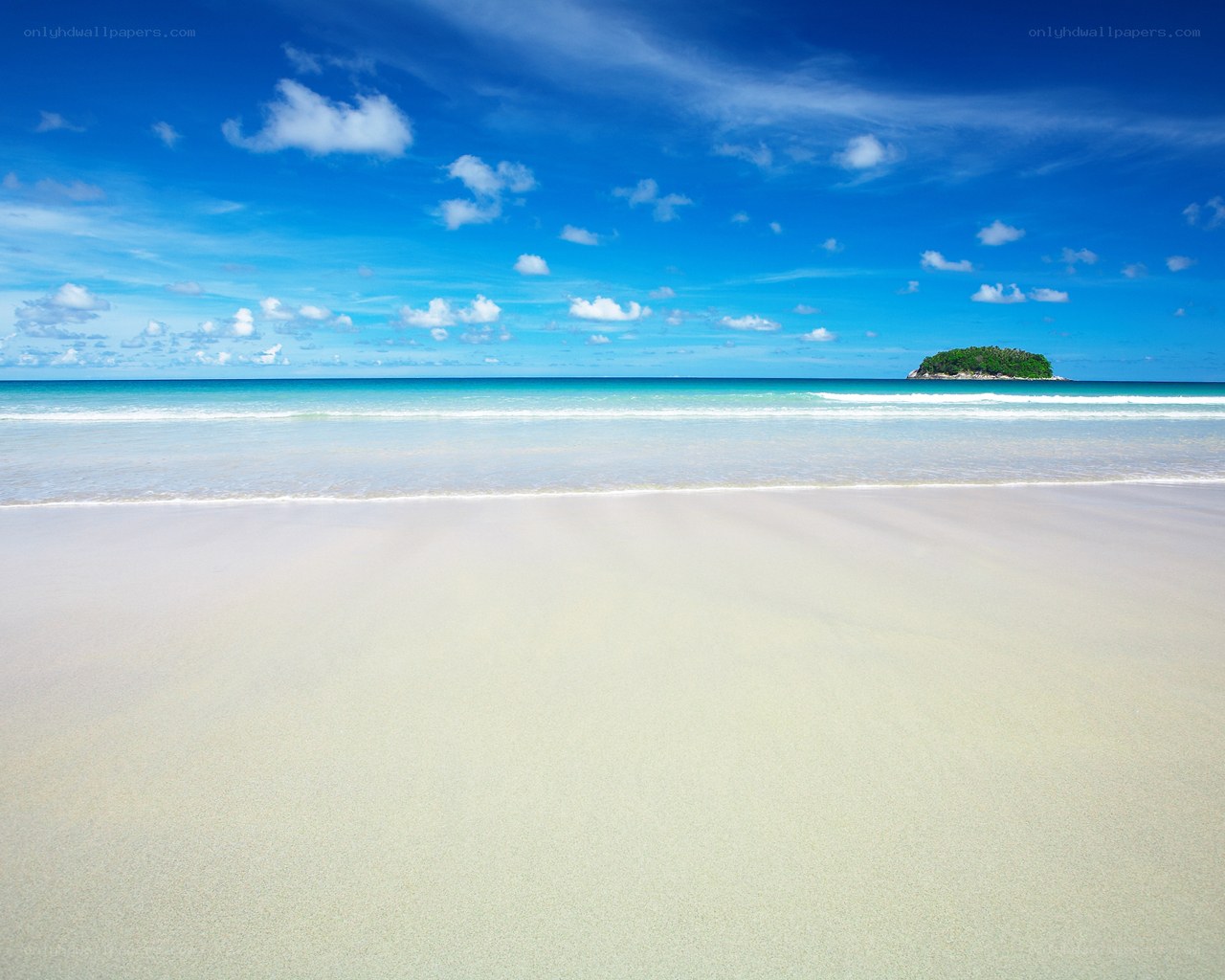 tropical beach with island