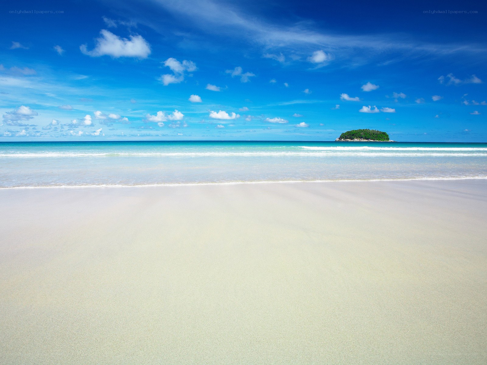 tropical beach with island