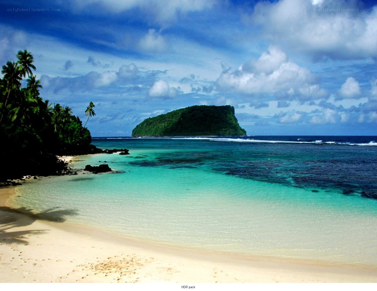 tropical beach with island