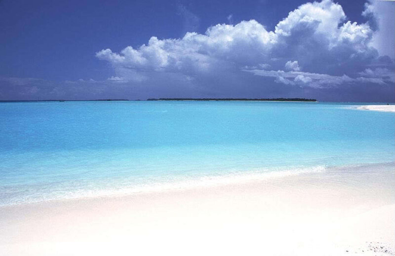 Tropical Beach with Island — Blue, Serene